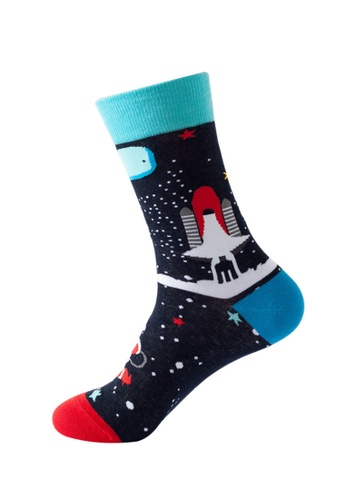Kings Collection blue Spacecraft Pattern Cozy Socks (One Size) HS202253 17820AA31C407DGS_1