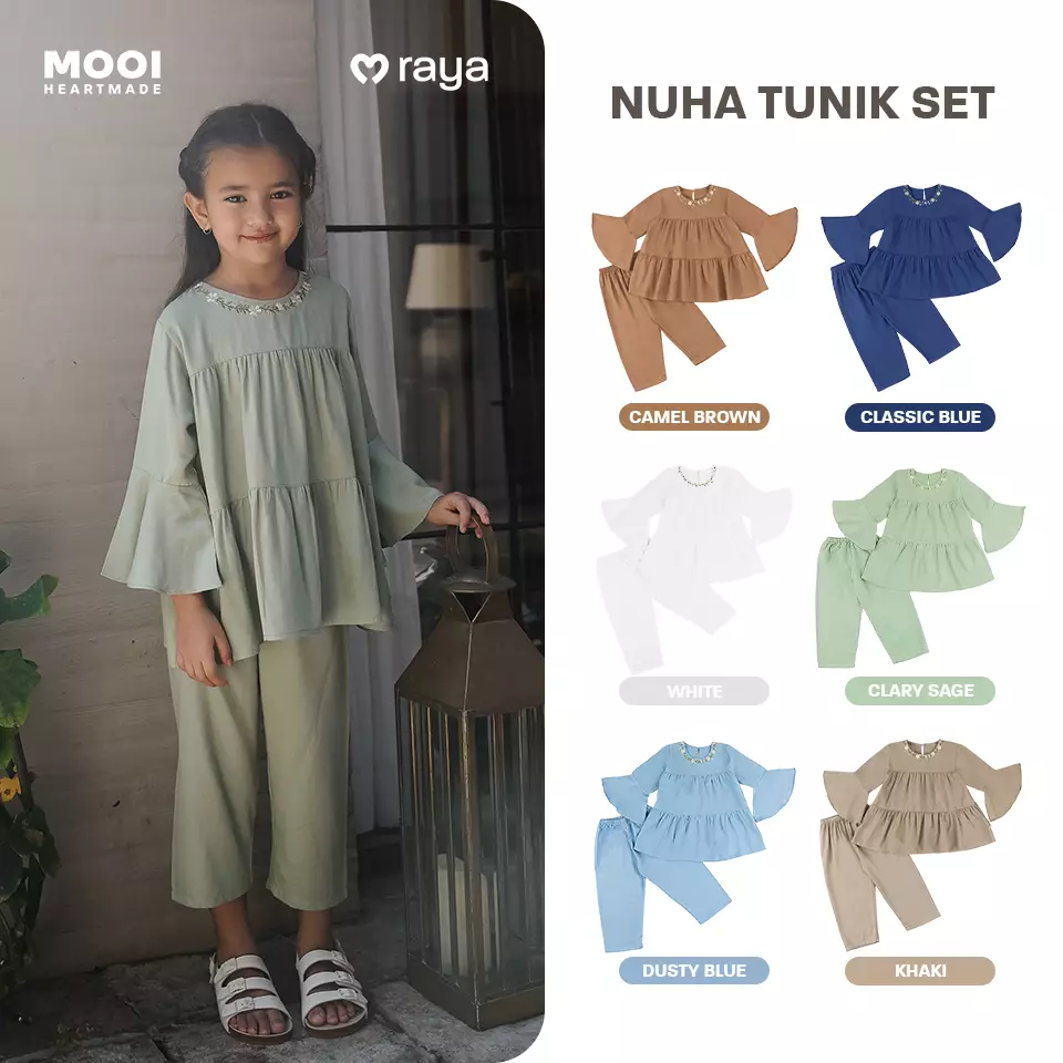 Mooi Setelan Anak Perempuan Raya Collection Nuha Tunik Set - Camel Brown