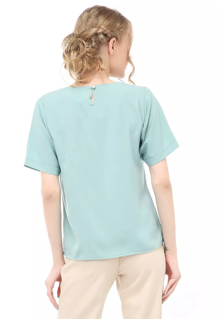 Cheva Blouse Atasan Wanita Kasual Lengan Pendek Model Asymetris Material Wolfis ORIGINAL