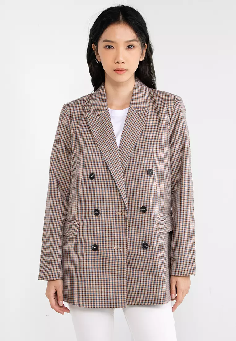 Tailored hot sale check blazer