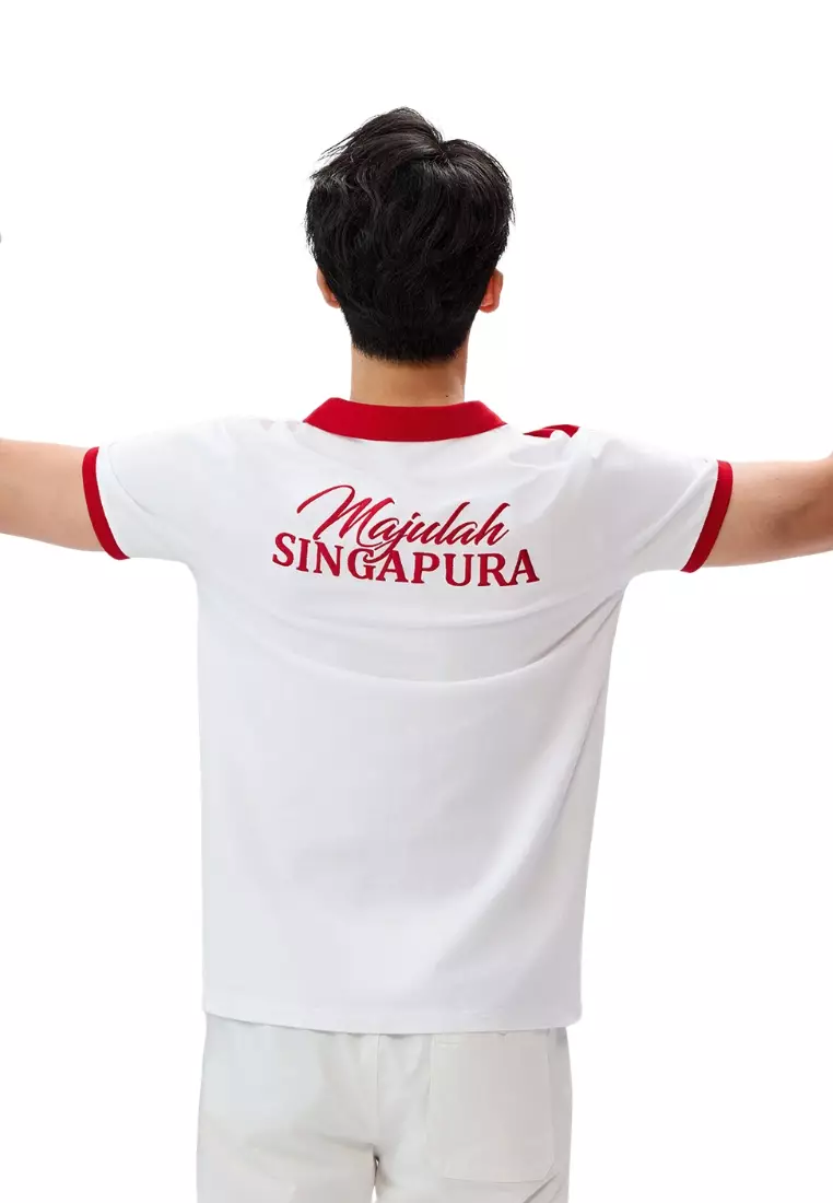 Giordano Men NDP 2026 Collection Slim Fit Cotton Lycra Embroidery Polo T-Shirt (Singapore National Day Parade)