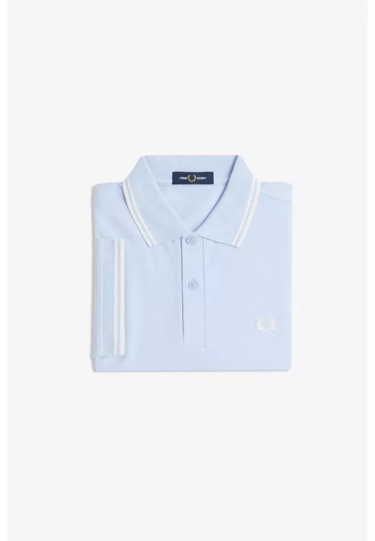 Fred Perry M3600 Twin Tipped Fred Perry Shirt (Light Smoke / Ecru / Ecru)