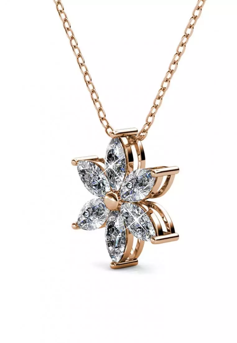 Petal Flower Pendant Rose Gold - Kalung Crystal Swarovksi by Her Jewellery
