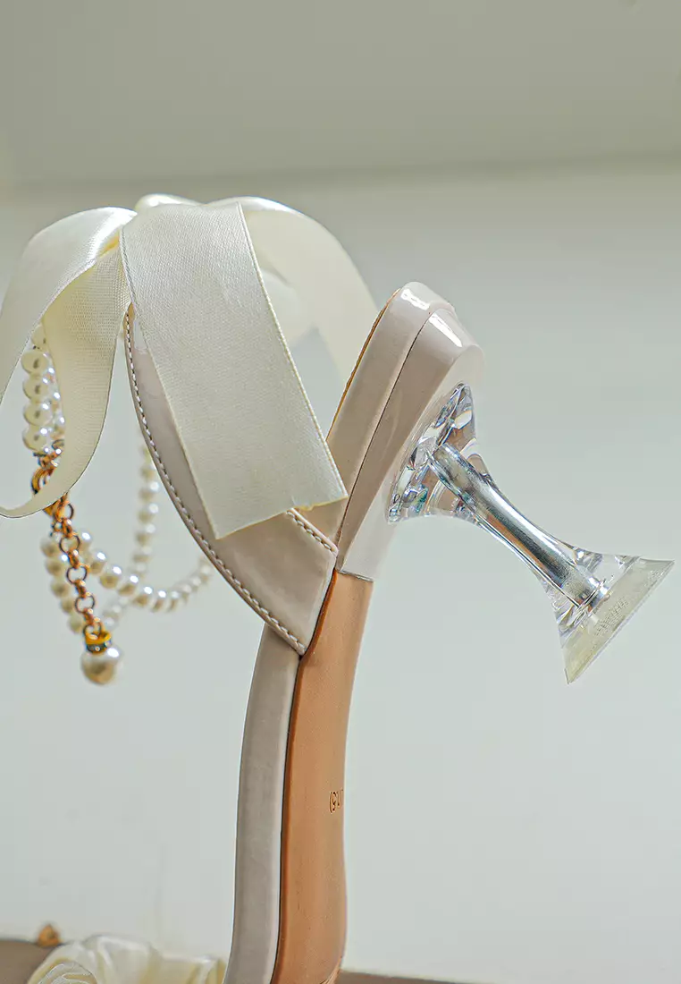 6.5CM Pleated Strap Crystal Heel Sandals BY665-9