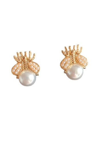 Kings Collection gold Honey Bee Faux Pearl Earrings KJEA20120 AFF05AC9FFC728GS_1
