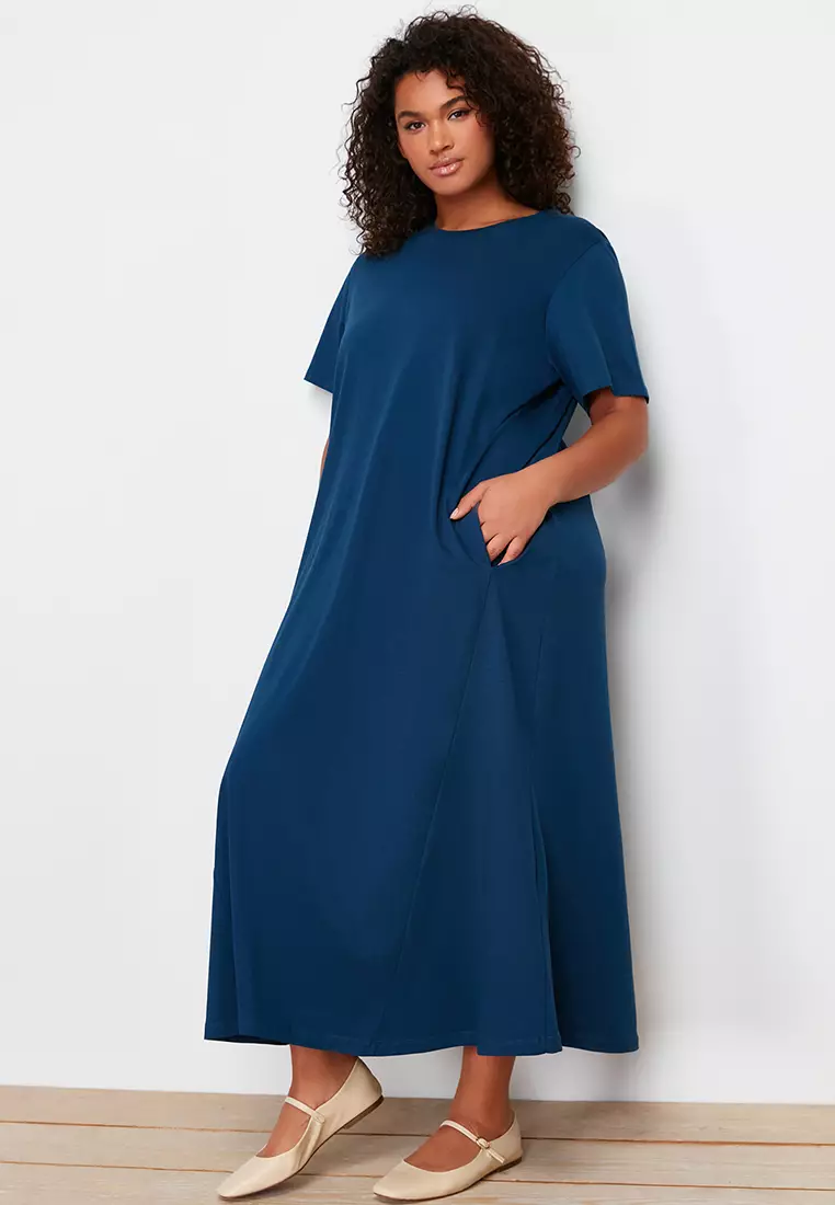 Plus Size Cotton Midi T-Shirt Dress