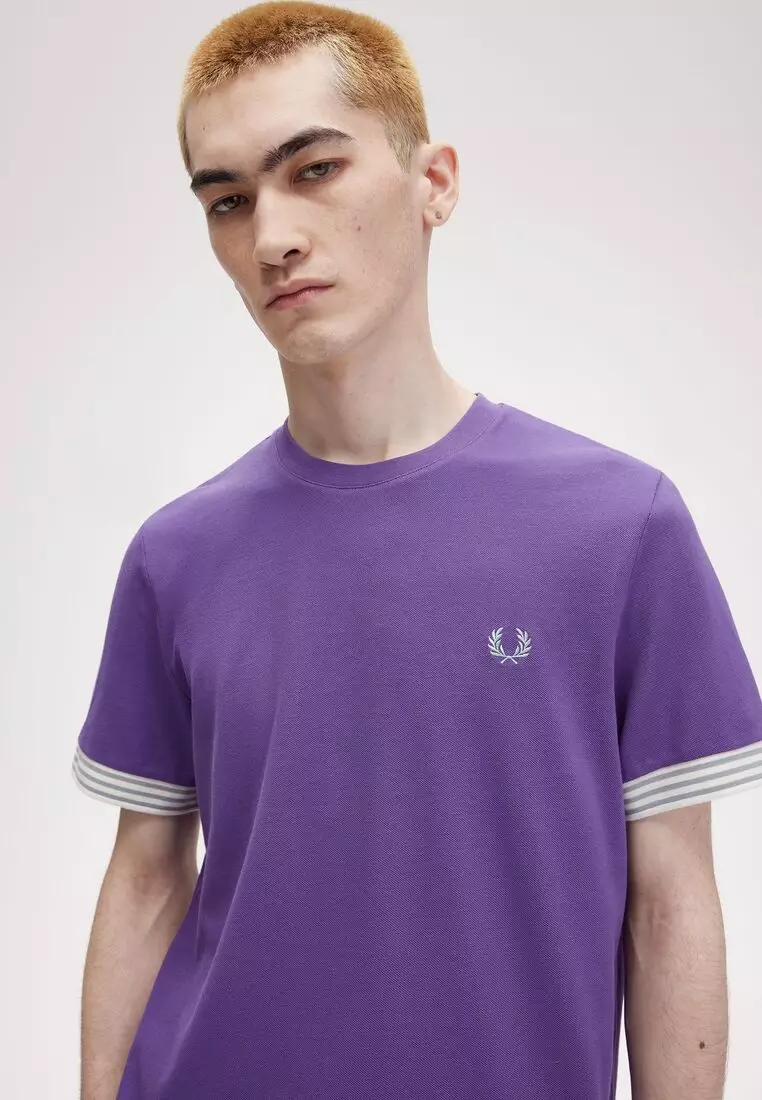 Fred Perry M7707 Striped Cuff T-Shirt (AMETHYST)