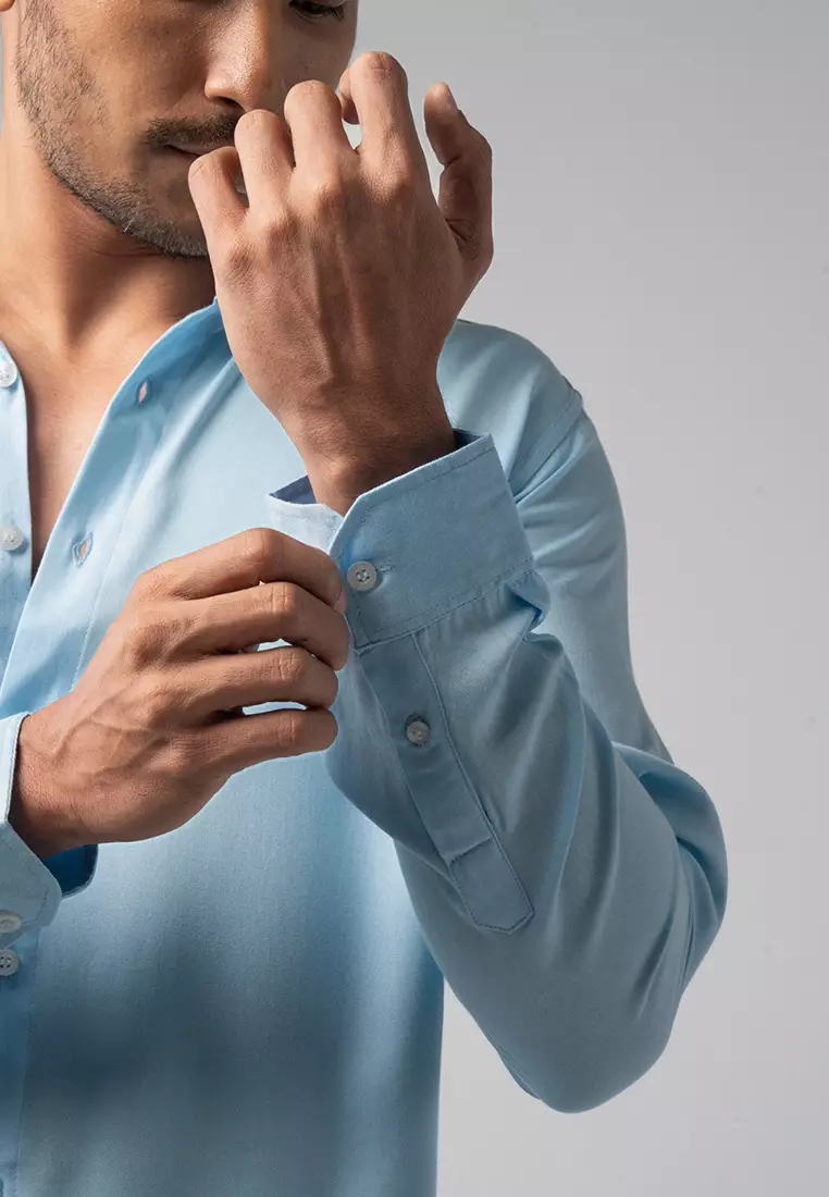 Viscose Soft Blue LS Casual Shirt