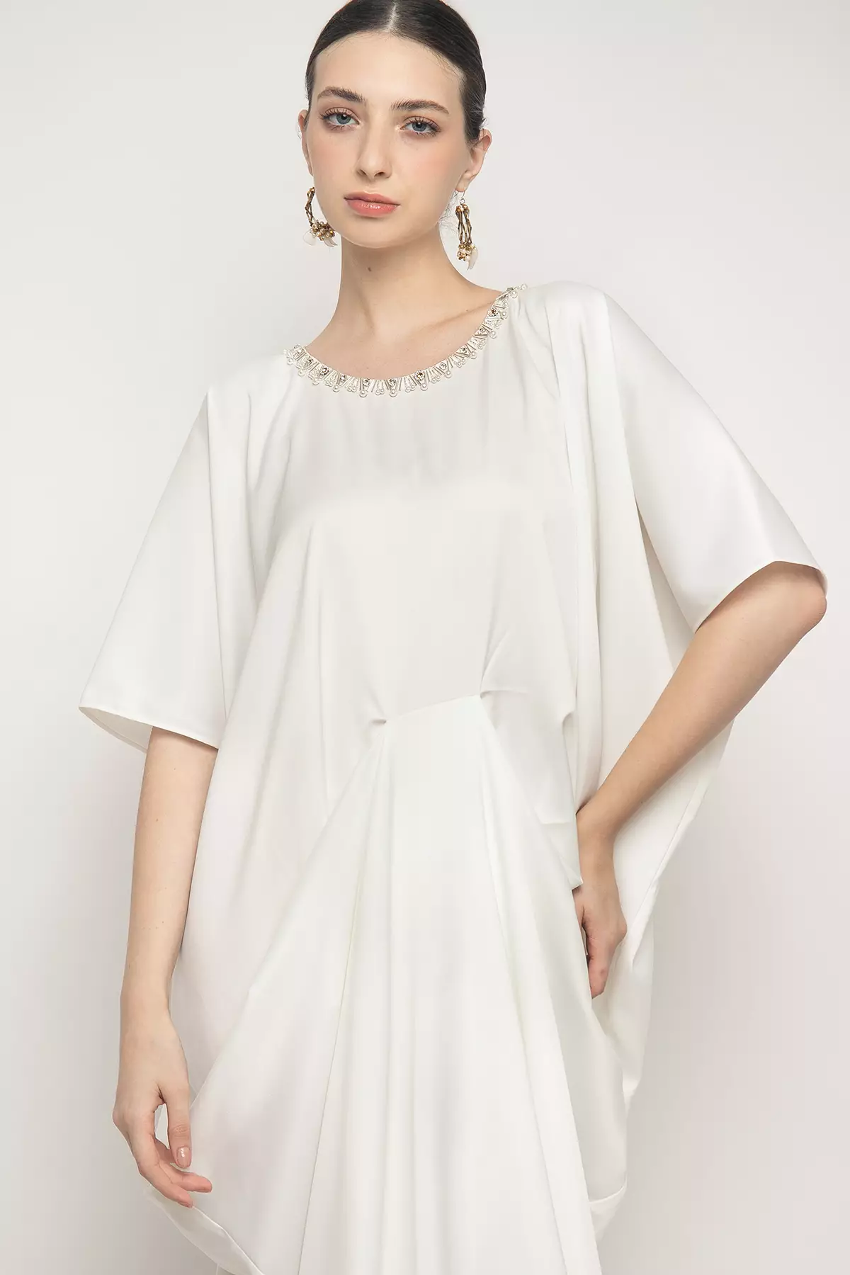 Nabila Kaftan Dress in Off White