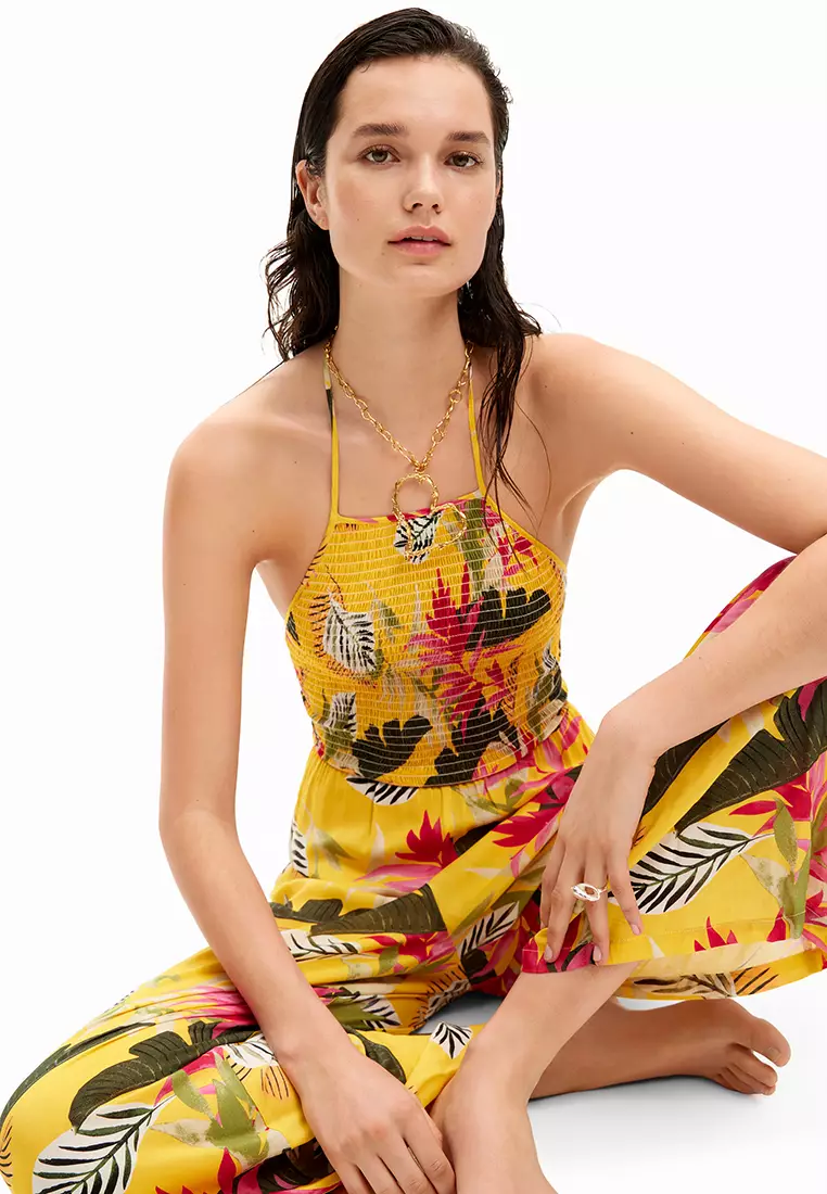 Desigual Woman Tropical halter neck jumpsuit.