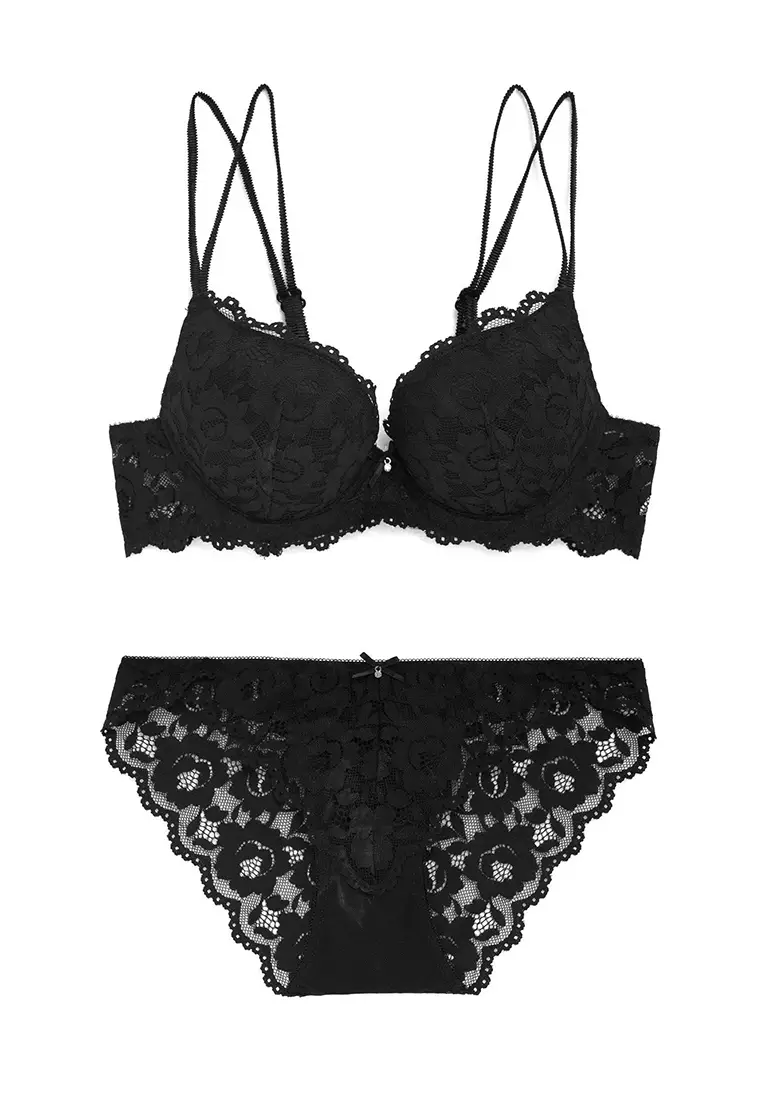 Buy Zitique Womens Newest French Style Elegant Sexy Under Wired Thick Pad Push Up Lace Lingerie