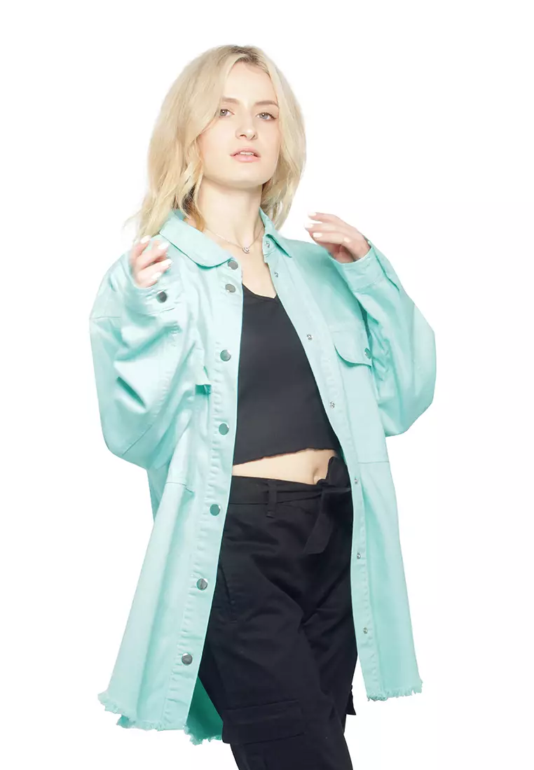 Mint Oversized Long Sleeve Shacket