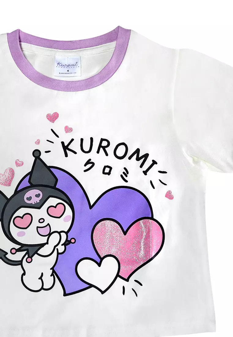Girls Licensed Graphic Ringer T-Shirt "Kuromi Heart Eyes"