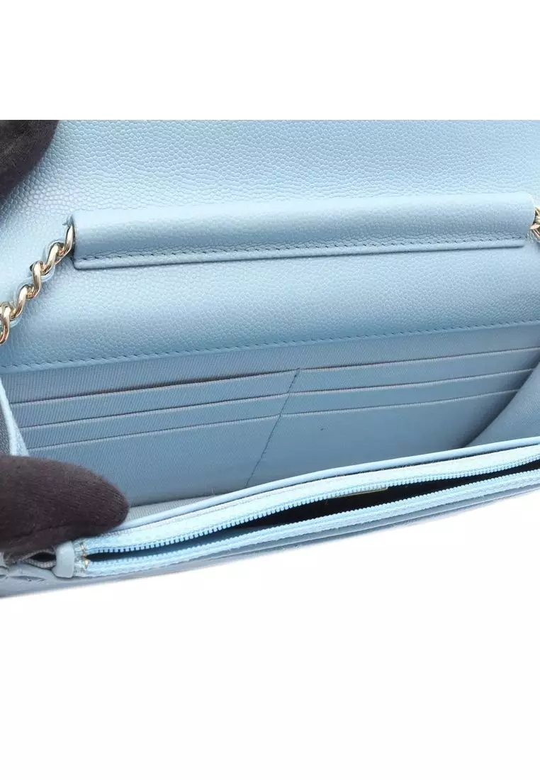Pre-Loved Chanel Quilted Caviar Crystal Enamel Cc Wallet On Chain
