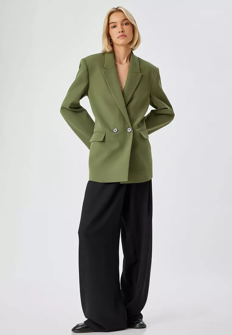 Double Breasted Oversize Blazer Jacket Buttoned