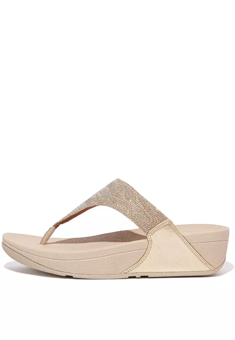 FitFlop LULU Women's Glitz Toe-Post Sandals - Platino (ET8-675)