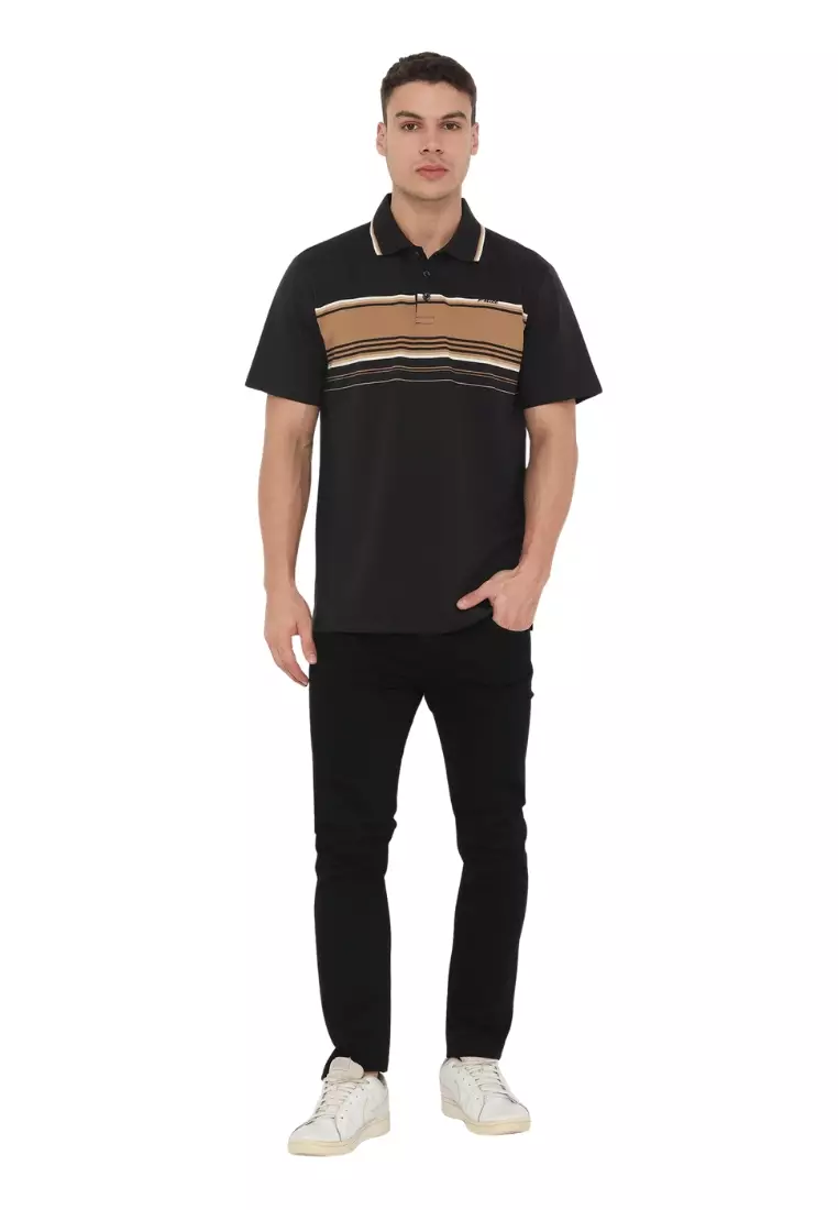 POLICE Polo Shirt Salur Bordir Cotton Premium Tebal Pria 553041