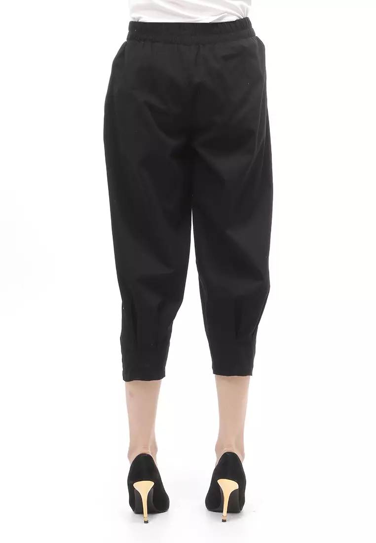 Lark Celana Panjang Bawahan Wanita Motif Solid Regular Fit - Black