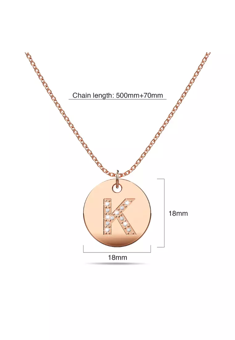 Initials Fabulous Alphabet Letter Necklace Rose Gold Layered Steel Jewellery - K