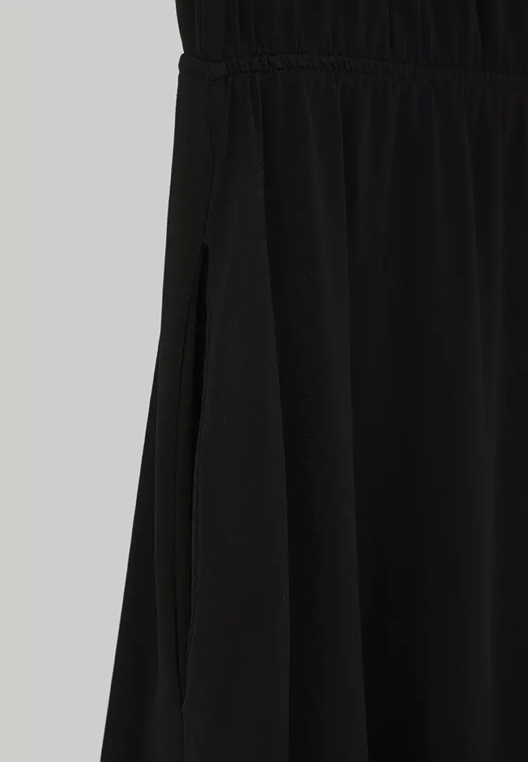 Black Square Neck A-line Knitted Plus Size Dress TBBSS25AH00063
