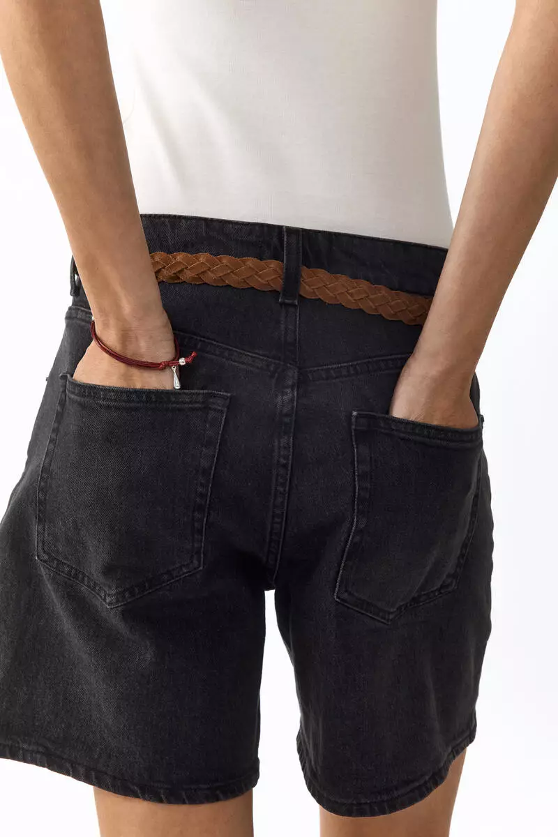 High-waisted denim shorts