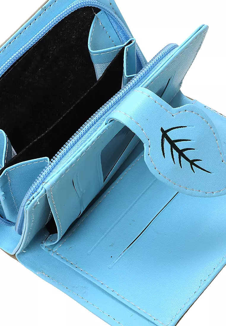 Fecesa Dompet Pendek Lipat Wanita Model Leaf Wallet Casual Many Slot Material Kulit Leather ORIGINAL - Mocca Blue