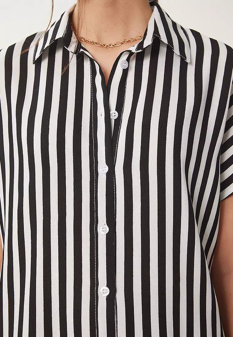 Striped Short Sleeve Viscose Shirt