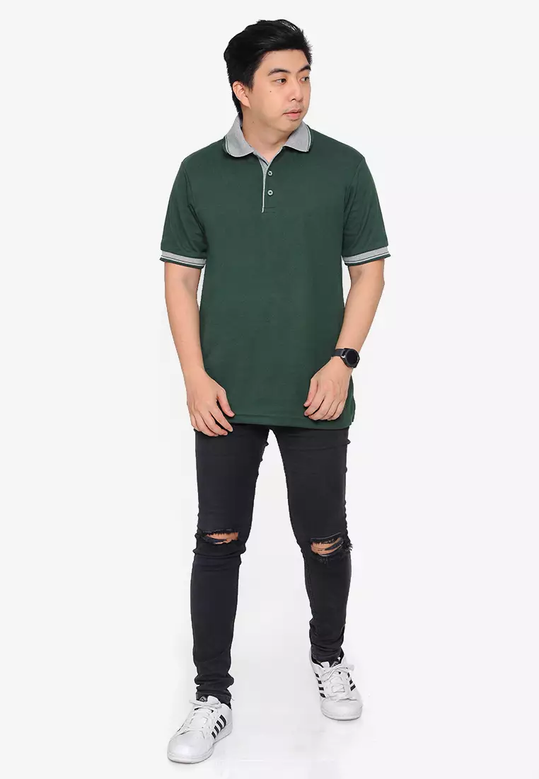 Andre Michel Kaos Polo Shirt Lengan Pendek Kerah Abu Hijau Botol 933-65
