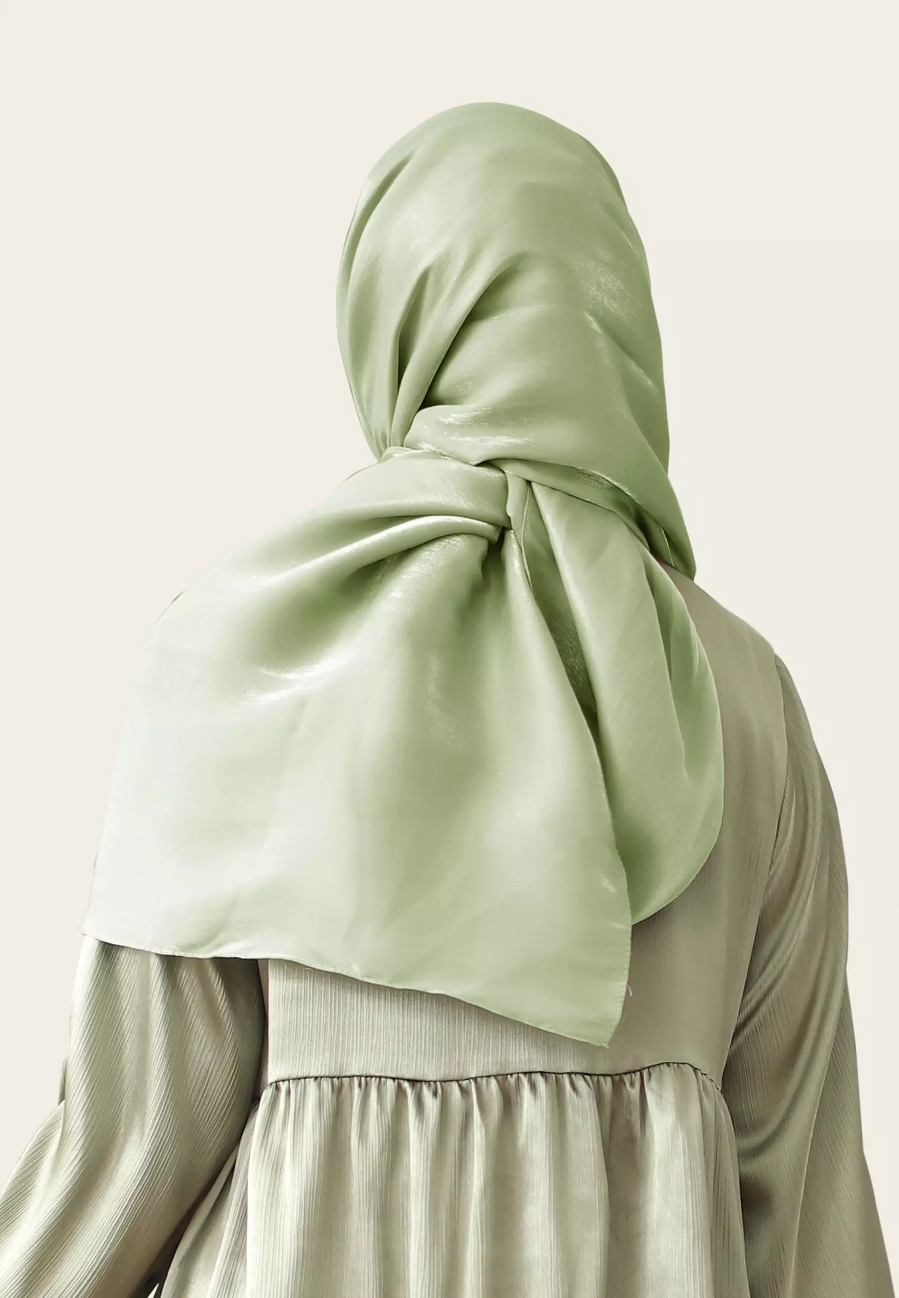 Zelena - Netta Shimmer Shawl | Pashmina Shimmer | Hijab Pashmina Silk - Matcha Green