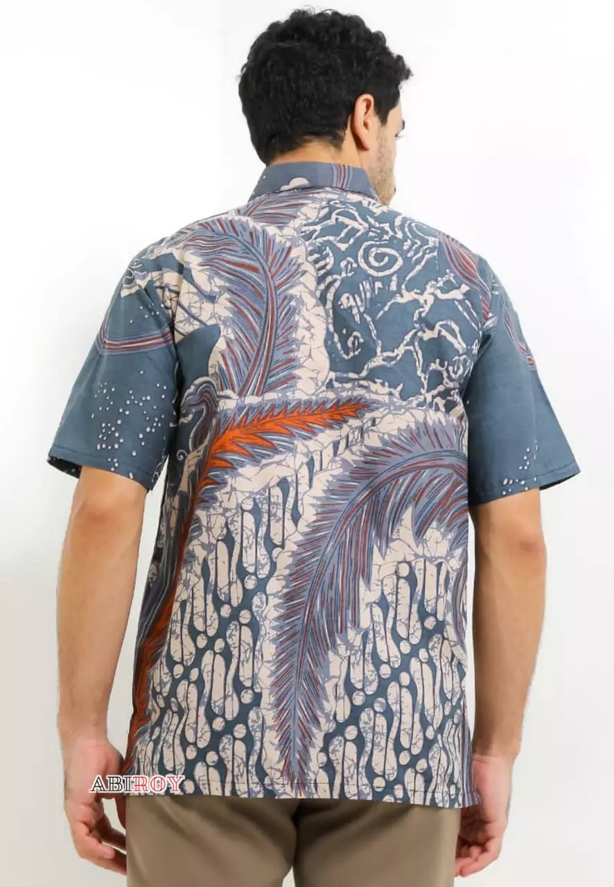 Akarasya Abu Kemeja Batik Pria Premium Slimfit Lengan Pendek NLN