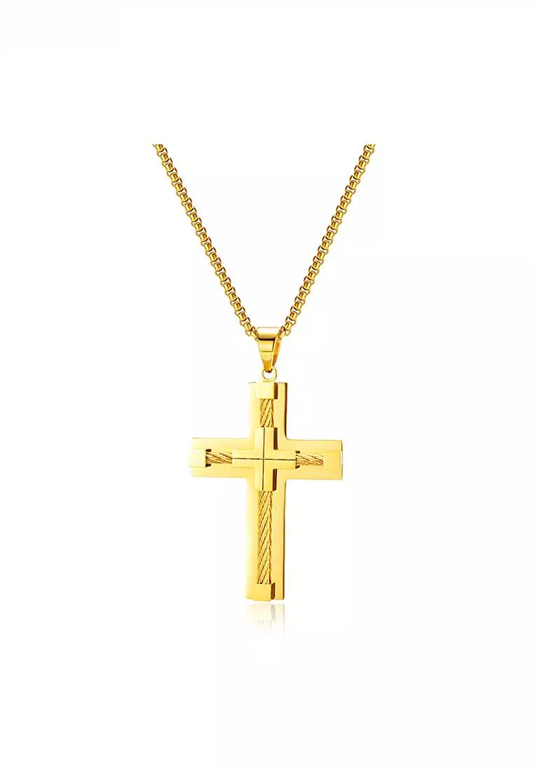 Buy HAPPY FRIDAYS Titanium Steel Cross Pendant Necklace JW