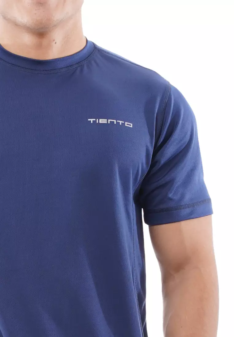 Tiento Kaos Dry Fit Men Navy Baju Olahraga Lari Pria