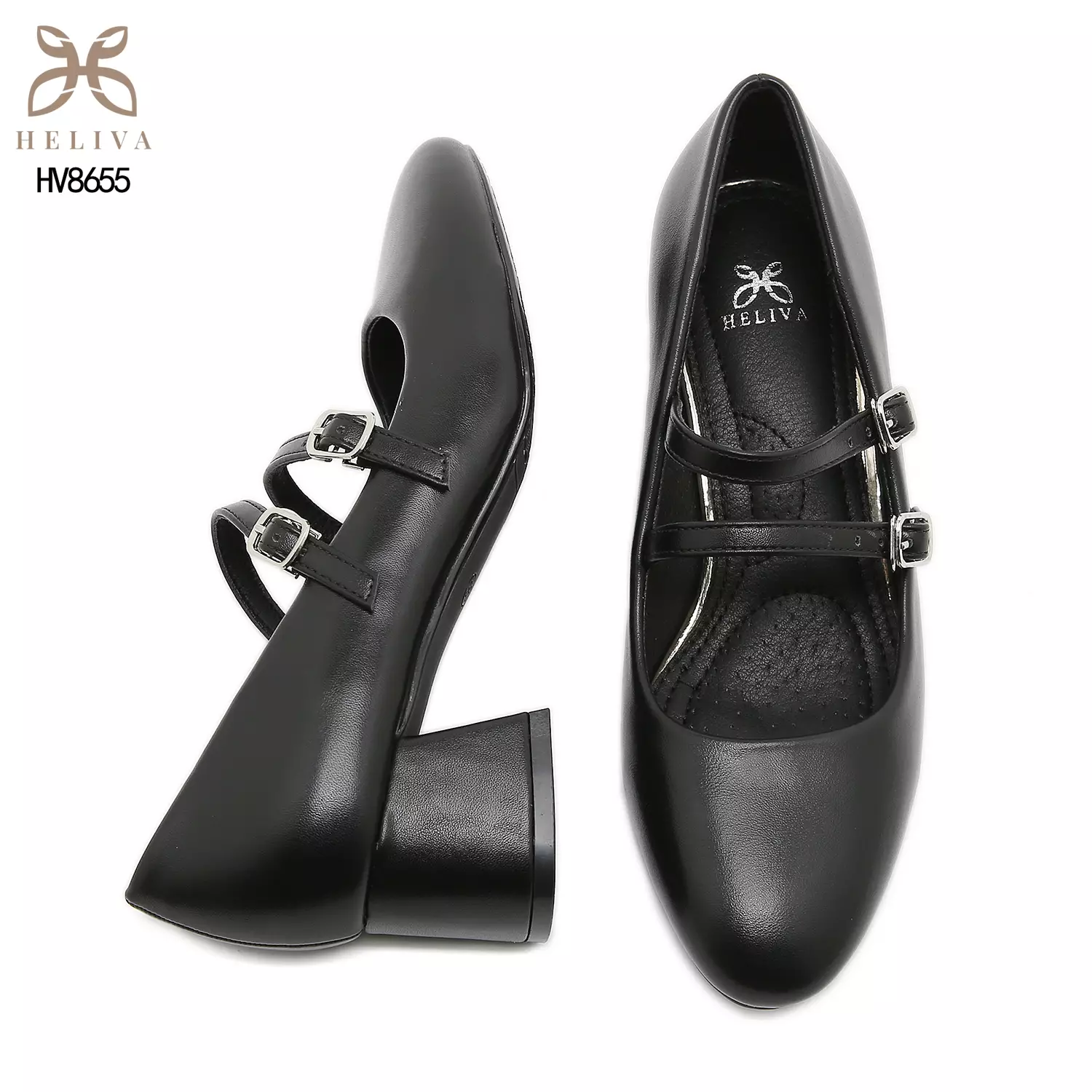  HELIVA ANVERA Mary Jane Heels Double Strap Sol 4.5cm HV8655  