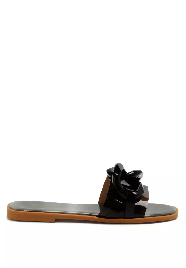 Black Clear Slide Flats