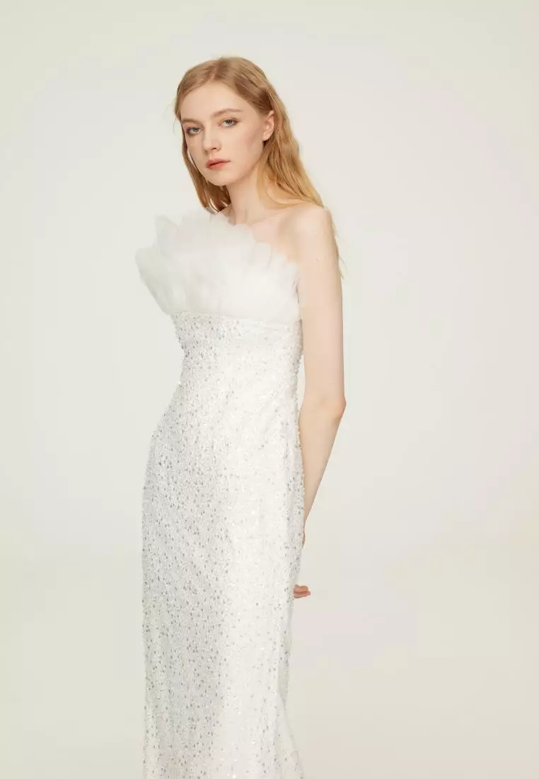 Coco Luxe Beaded Midi Bridal Wedding Dress