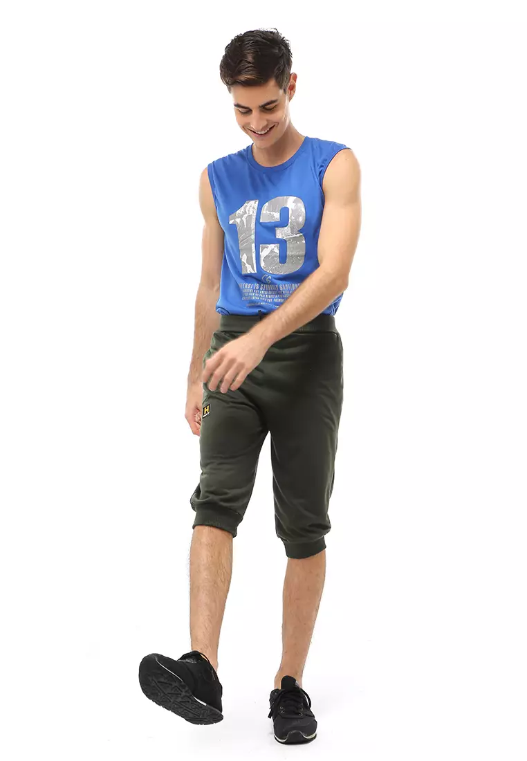 Rishham Short Pants Celana Jogger Pendek Pria Trackpants Material Baby Terry ORIGINAL - Green