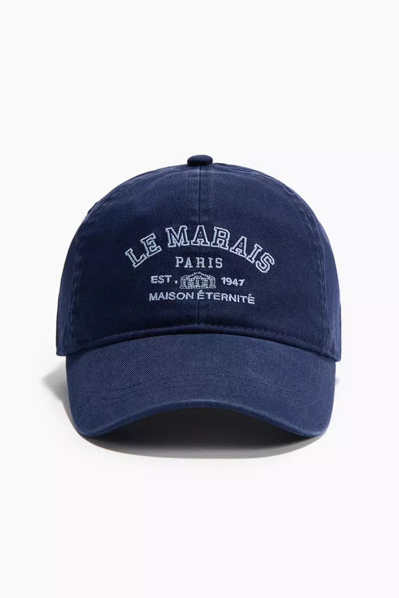 Embroidered-motif twill cap