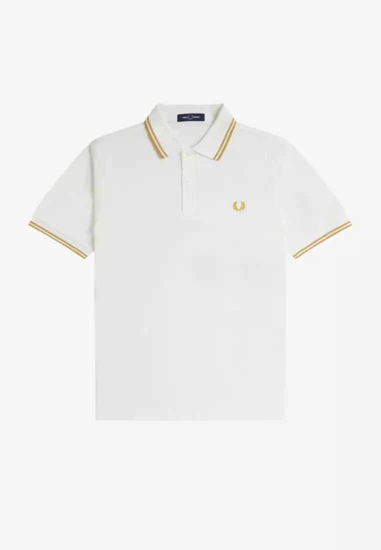 Fred Perry M3600 Twin Tipped Fred Perry Shirt (Snow White/ Honeycomb)