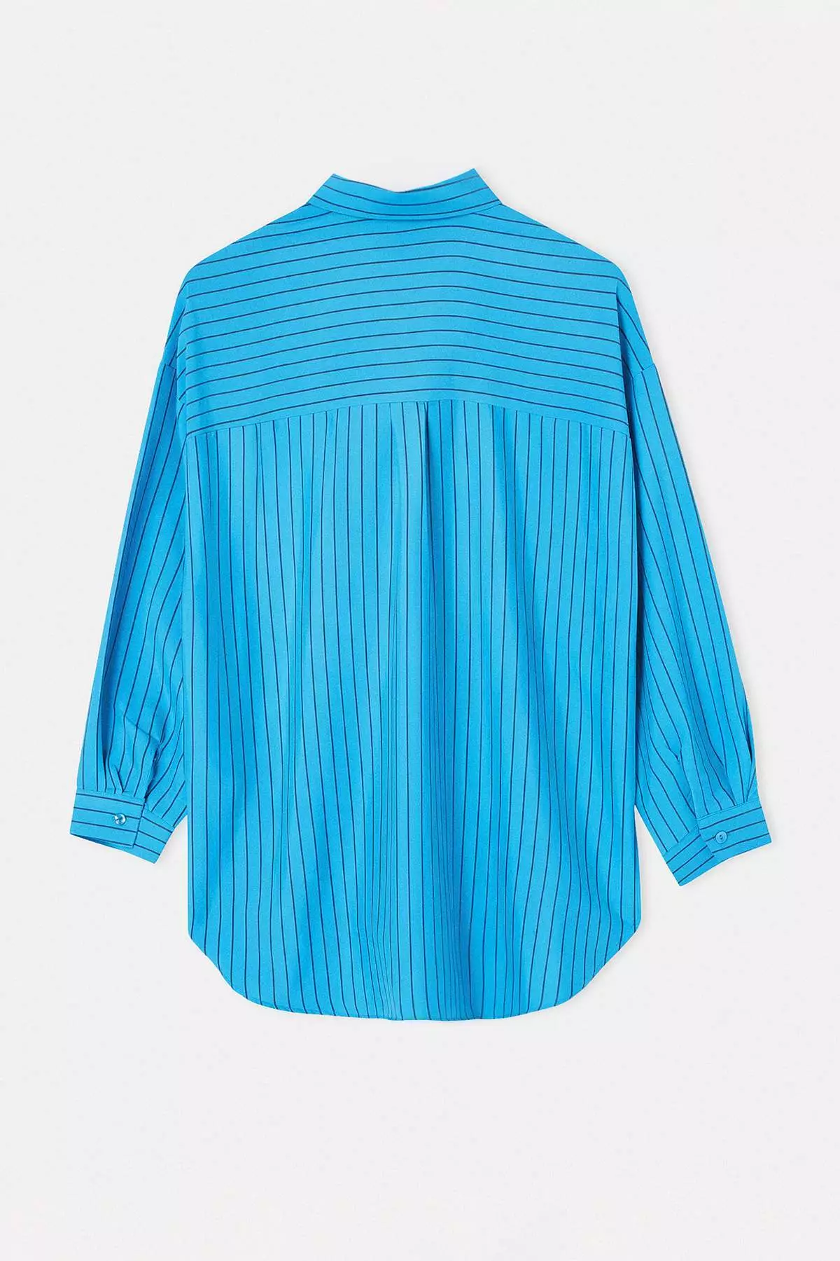 Blue Oversize Striped Woven Shirt Tctss26Tg00056