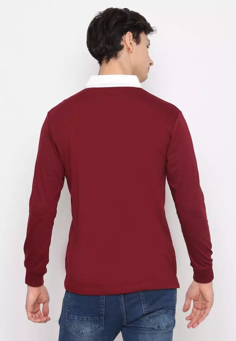 Matsuda Kaos Rugby Polo Shirt Pria Lengan Panjang Fujidera