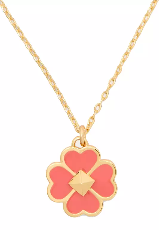 Spades & Studs Enamel Mini Pendant Necklace in Coral o0ru3241