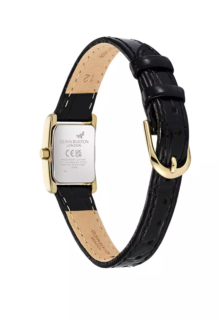 Olivia Burton Mini Grove Gold & Black Croc Leather Strap 16mm - 24000284