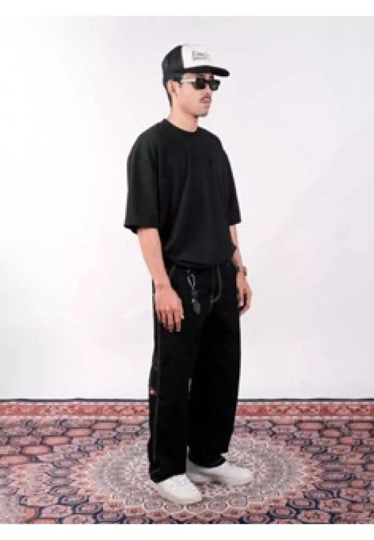 OOTDSUPPLY Oversize Air Breeze Enthusiast Embroidery Black | T-shirt Lightweight | Atasan Air Breeze | OVZDNBFT