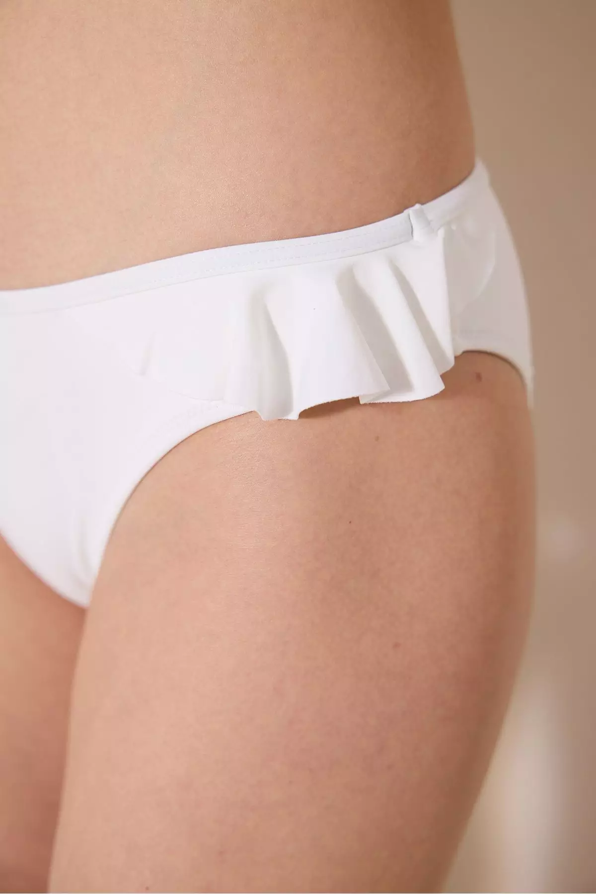 Ori Ruffled White Bikini Bottom