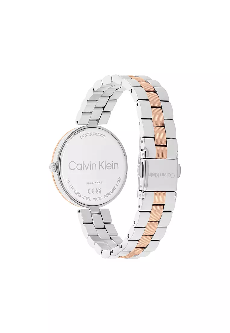 Women's Two-Tone Stainless Steel Bracelet And Silver White Dial Quartz Basic Slim Watch - CK25100040