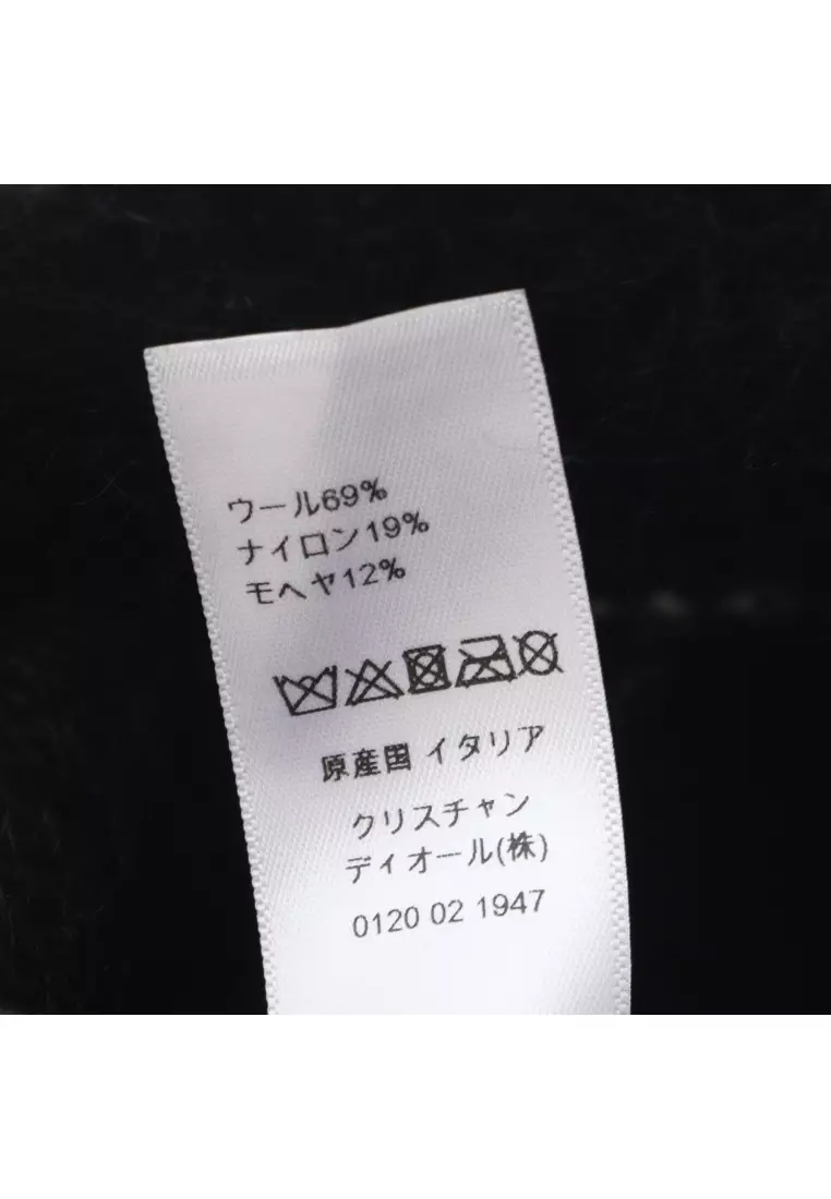 Pre-Loved Christian Dior CD logo bucket hat wool Nylon Mohair black white