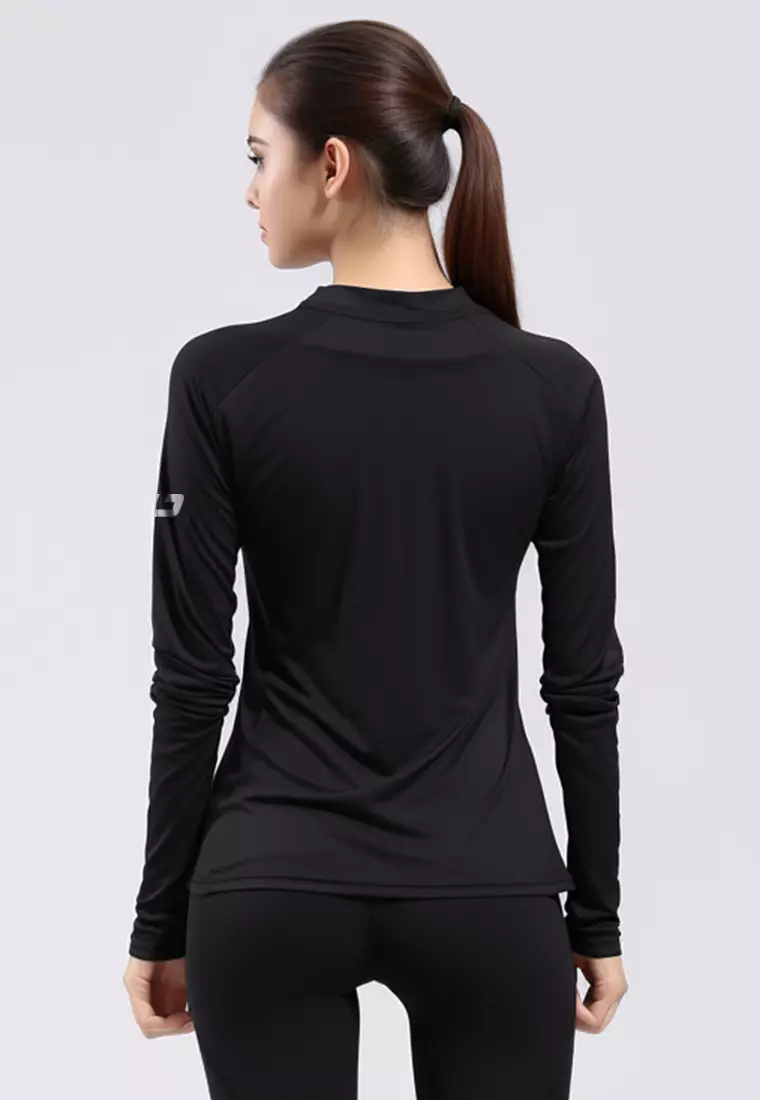 LSB76 baju olahraga drifit tangan panjang wanita hitam inner sport "td delts" black