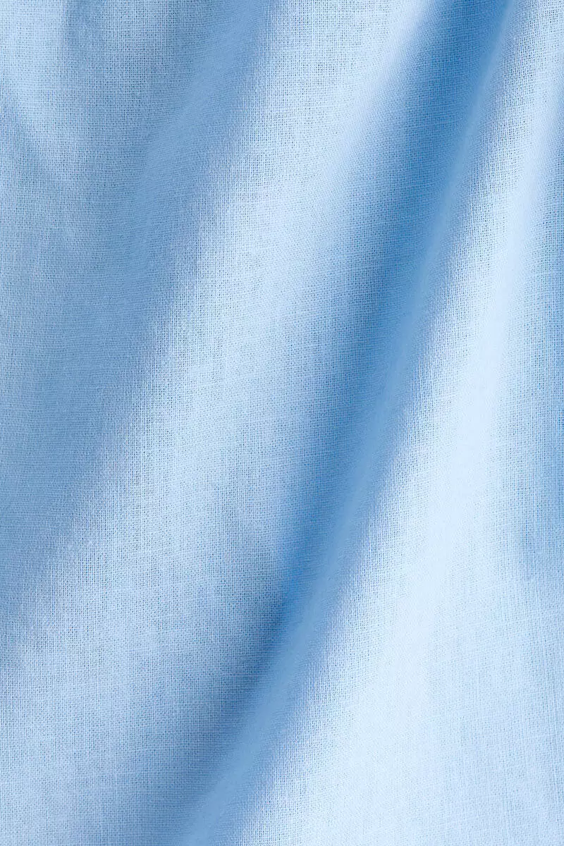 Puff-sleeved linen-blend blouse