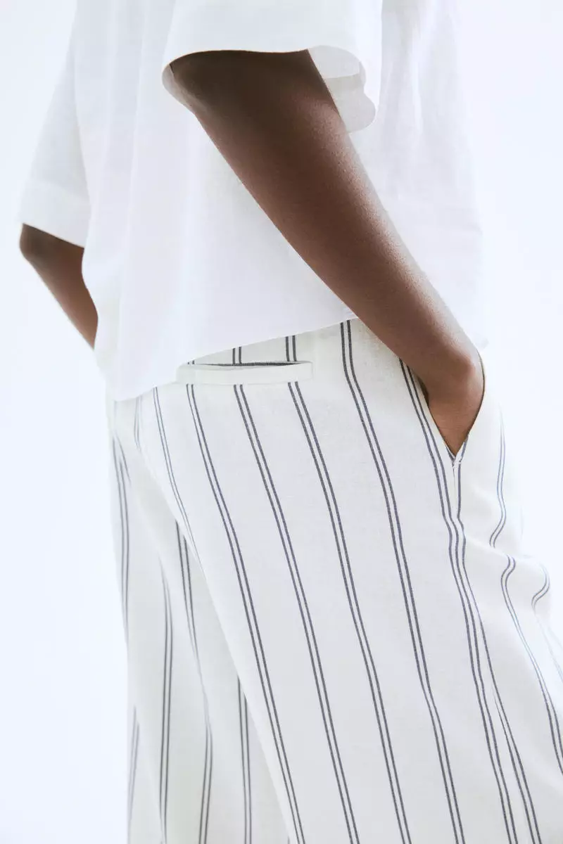 Wide linen-blend trousers