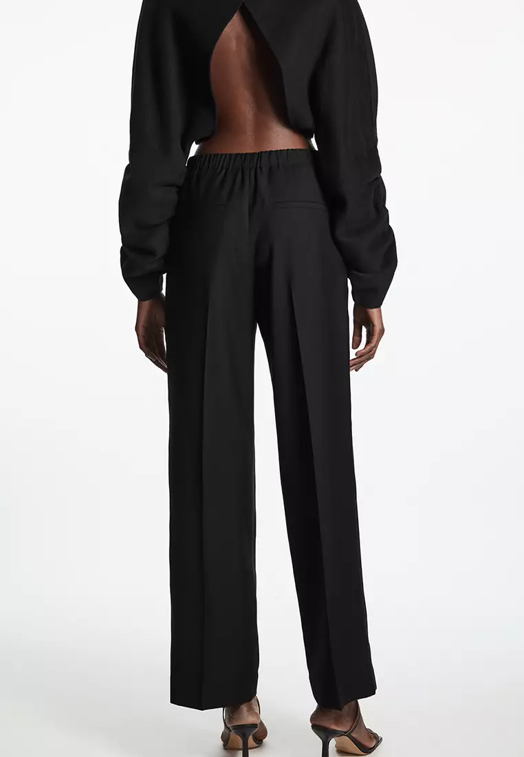 Pleated Wide-Leg Wool Trousers